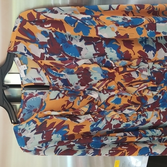 💕PRABAL GURUNG💕 COLECTIVE Ochre Floral Ruffle Front Blouse ~ 14 NWOT - Picture 10 of 14